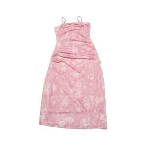 Maternity Mesh Ruched Side Bodycon Spaghetti Strap Dresses Pink